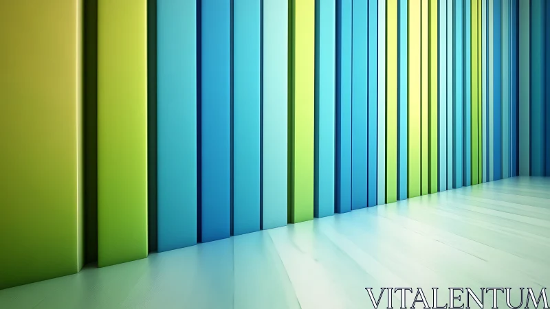 Vertical gradient panels form a minimal chromatic interior wall