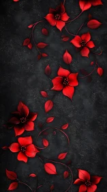 Crimson Blooms Dance Against Obsidian Shadows