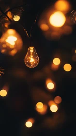 Golden filament glow in a night garden of soft bokeh orbs.