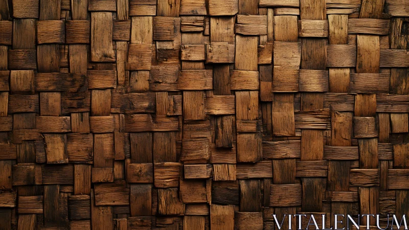 Rustic woven wooden texture with warm brown tones and natural style.