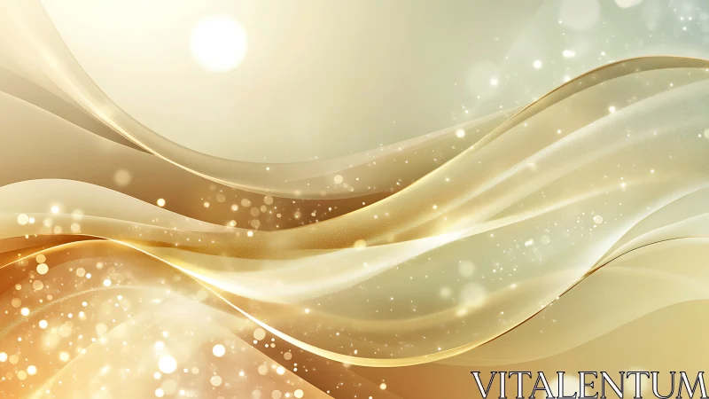 Golden translucent light waves with bokeh particle field