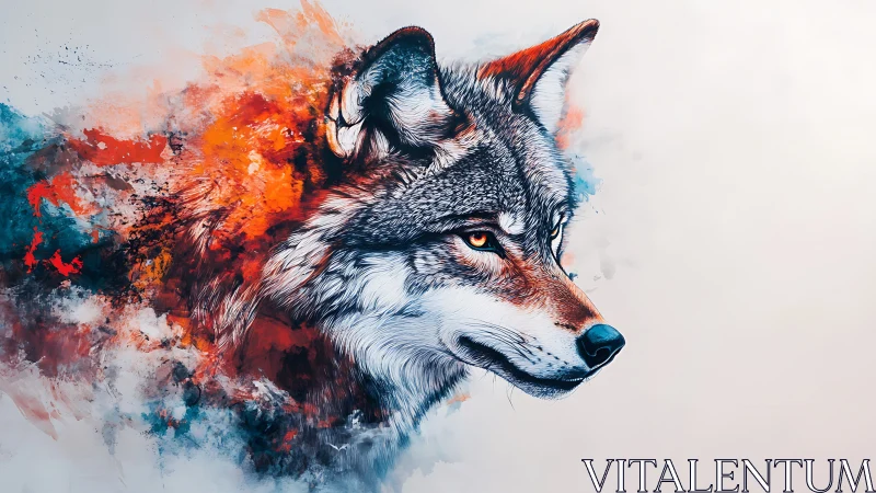 Wolf profile illustration integrates dynamic splatter textures