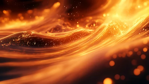 Fluid waveforms of luminous orange light move across frame