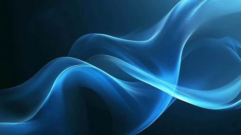 Layered blue light waves on dark abstract digital field.