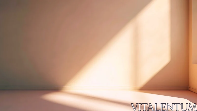 Minimalist corner wall catches warm geometric sunlight