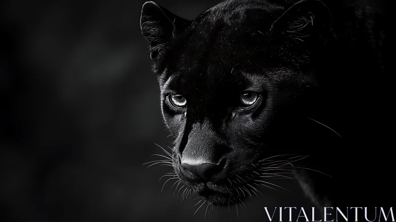 A Panther's Piercing Gaze in Shadows.