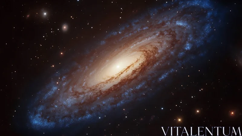 Spiral galaxy with bright core and extended star field.