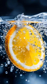 Orange slice splashes through water in a crisp, vivid closeup