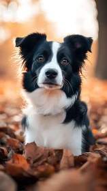 Bright-eyed border collie enjoying a golden autumn day.