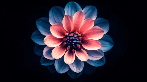 Glow-kissed dahlia bloom radiates gentle color and calm