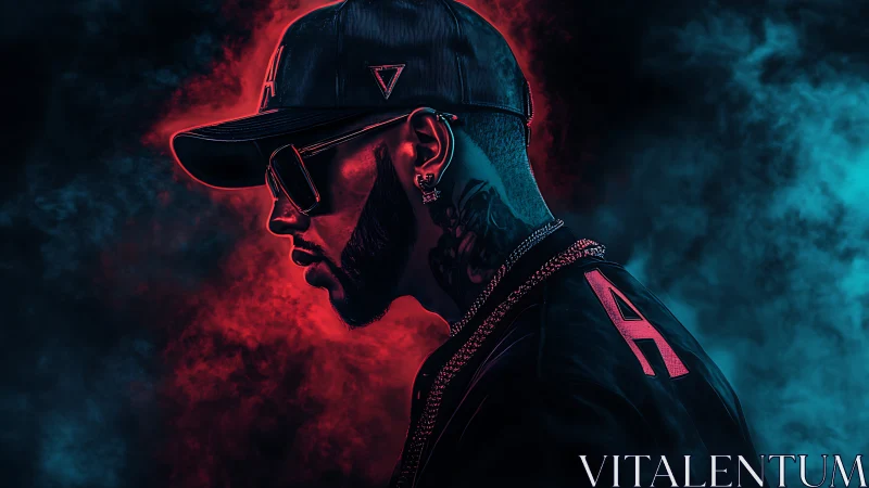 Moody neon portrait captures a confident streetwear artist