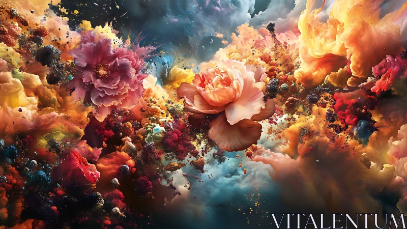 Explosive floral nebula merges petals with cosmic color