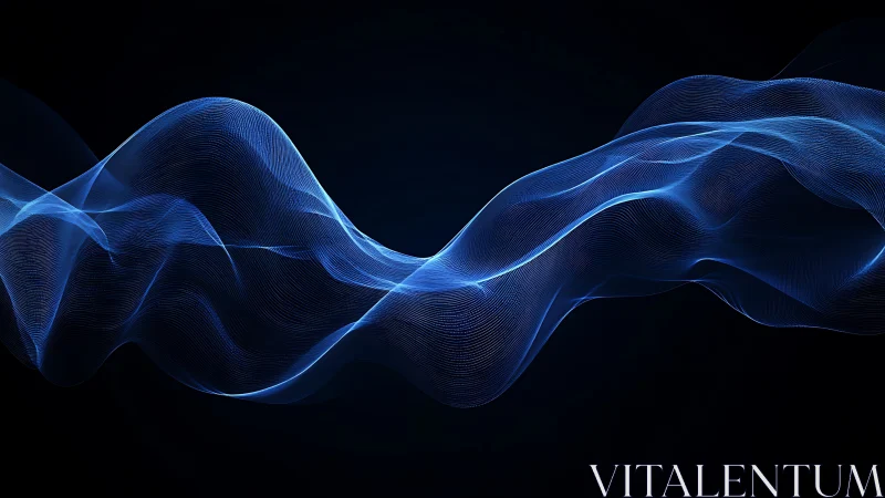 Blue digital waveforms on dark background in abstract motion.