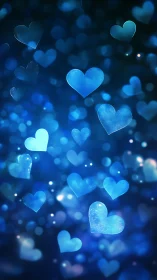 Blue heart particles in bokeh field with light diffusion