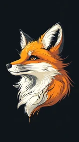 Stylized fox portrait radiates sleek confidence on black