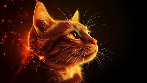 Luminous Feline Portrait with Glowing Energy