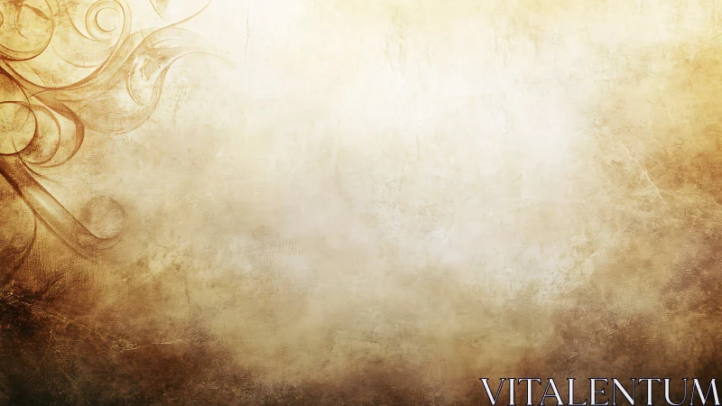 Textured beige background with subtle floral corner detail.