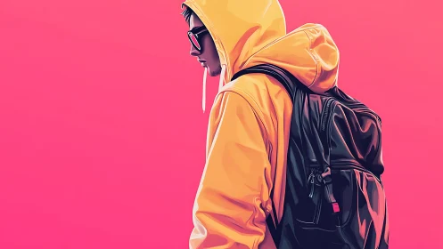 Bold hoodie style meets bright pink backdrop in cool profile