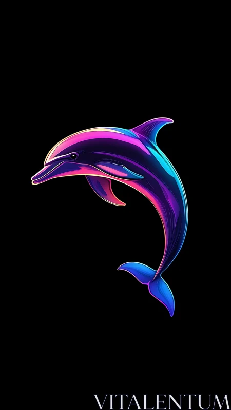 Neon gradient dolphin silhouette on pure black background.