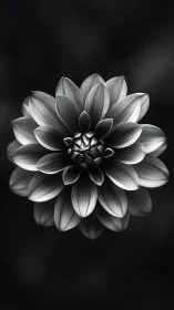 Monochromatic Dahlia Bloom Against Darkness.