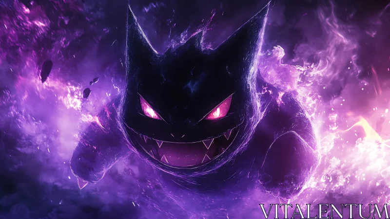 Spectral creature emerges from luminous violet nebular vortex