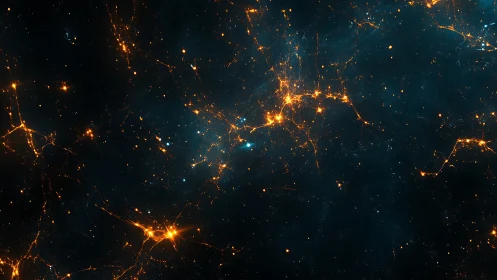 Starlit cosmic web glowing with tiny sparks of wonder.