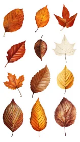 Comparative study of digitally rendered autumn leaf morphology.
