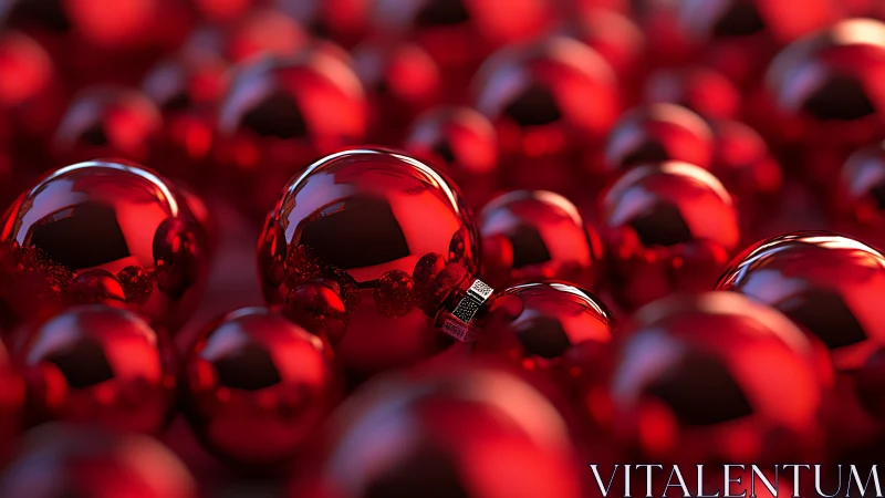 Crimson bauble chorus shimmering in soft festive hush.