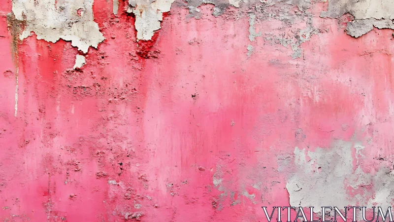 Weathered Pink Wall with Peeling Paint and Textured Surface.