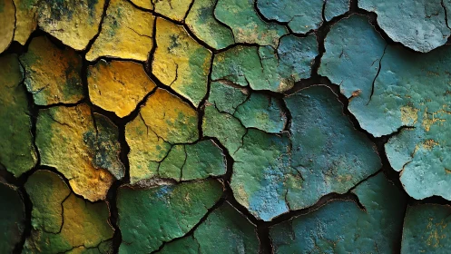 Cracked Colorful Paint Texture in Abstract Artistic Style.