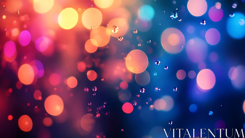 Defocused multicolor bokeh field with suspended droplets