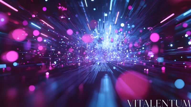 Futuristic Data Stream with Neon Lights in Digital Art Style.