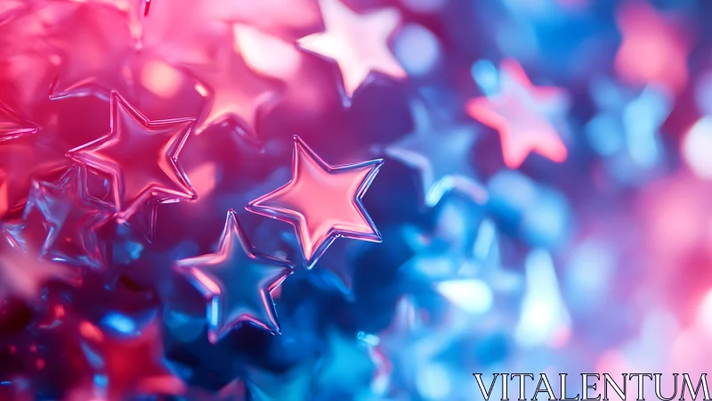 Candy-bright star shapes glowing in dreamy neon light.