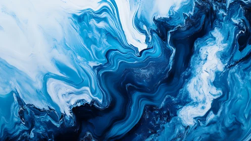 Flowing blue and white abstract swirls invite a calm gaze