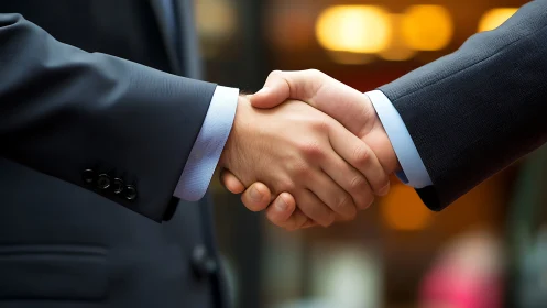 Professional Business Handshake with Precise Depth-of-Field and Studio Lighting Composition