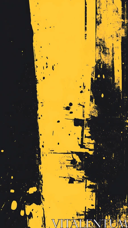 Bold yellow paint strokes dance against deep black space