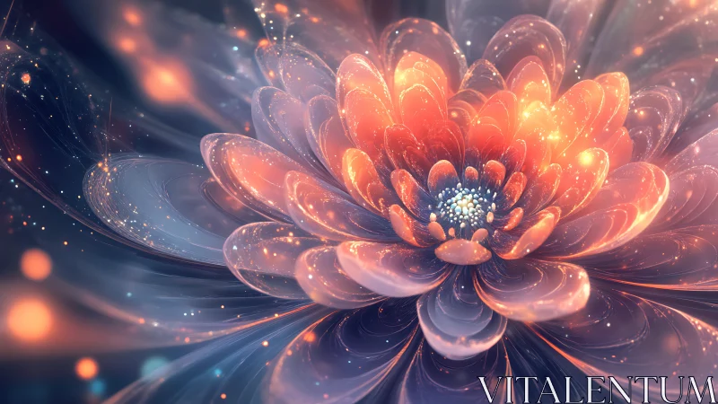Luminous fractal flower blossom with radiant glasslike petals.
