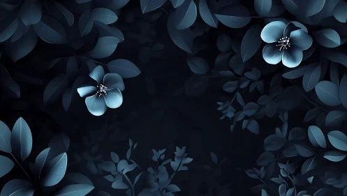 Luminescent Botanical Composition Against Noir Background.
