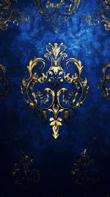 Regal midnight damask in molten gold baroque bloom.