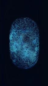 Digital Fingerprint Scan with Cyan Luminescent Lines