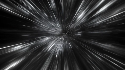 Streaks of cosmic light race toward a glowing starfield heart