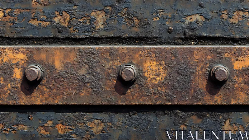 Close-up of Rusty Metal Plate with Bolts in Industrial Texture.