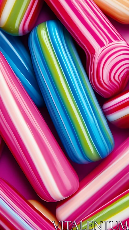 Vibrant Striped Cylinders. Bold 3D Rendered Composition.