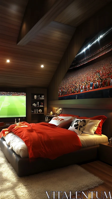 Stadium dreams spill across this warm football fan attic