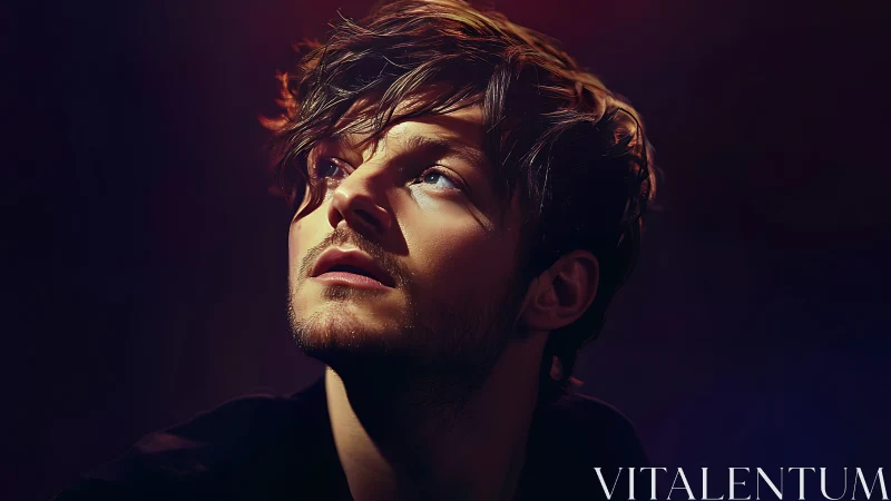 Directional key lighting models a young man’s contemplative portrait