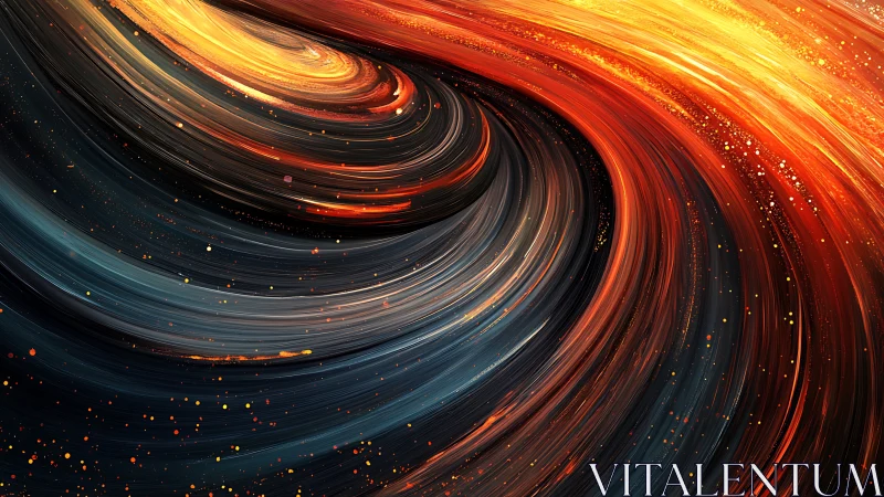 Solar storm swirl over deep cosmic river in motion.