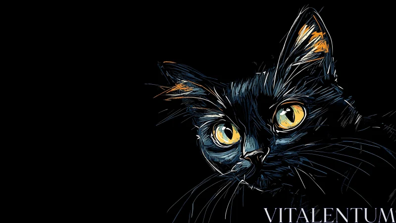 Luminous Feline Gaze: Shadow-Dwelling Cat Portrait.