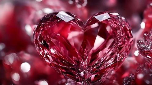 Faceted Crystalline Heart Form: Advanced 3D Rendering with Geometric Precision