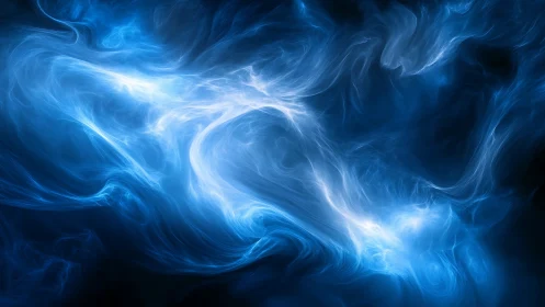 Blue luminous wisps forming abstract flowing cloud structures.