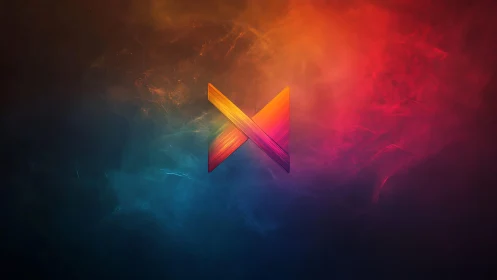 Abstract X Shape with Vivid Blue and Orange Gradient Background.